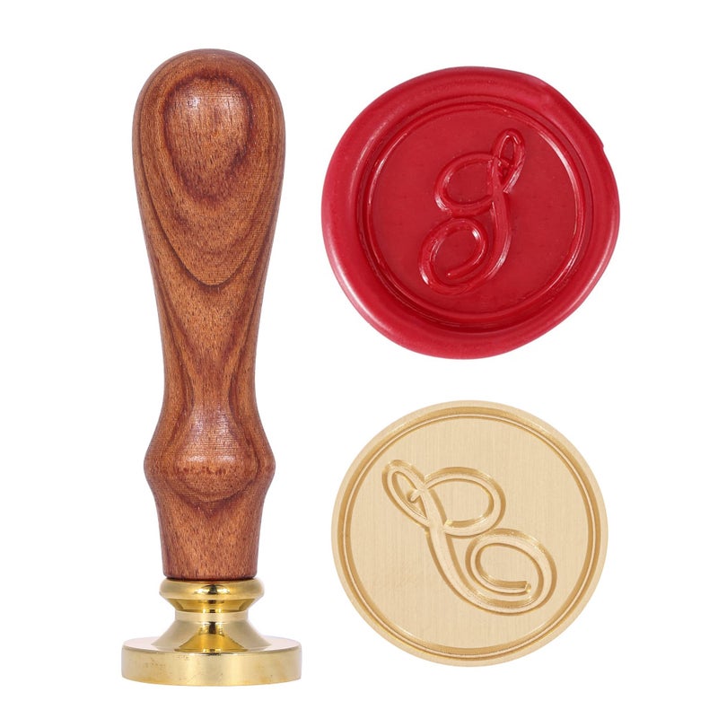 Yoption Letter S Wax Seal Stamp, Yoption Vintage Brass Head Wooden Handle Initial Alphabet Sealing Wax Stamp for Wedding Envelopes Christmas Gift - Image 1